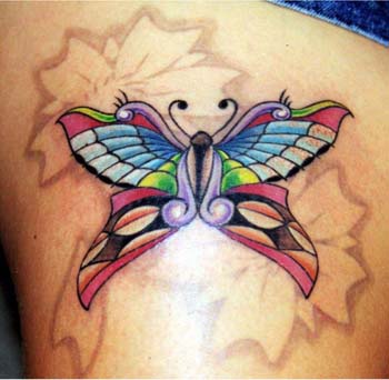 漂亮鲜艳的蝴蝶纹身图案