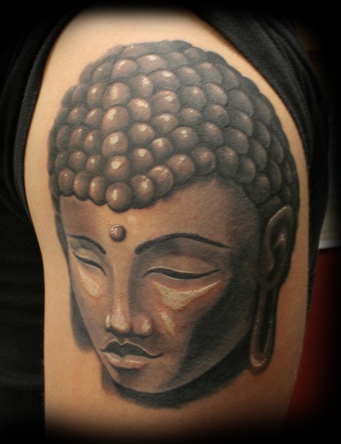 如来佛祖头像黑色纹身图案