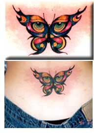 蝴蝶与眼睛翅膀纹身图案
