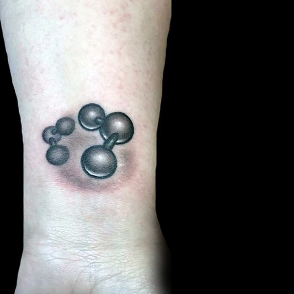 手腕黑色小原子符号纹身图案