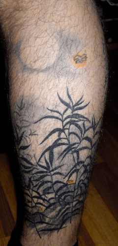 小腿植物草纹身图案