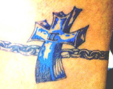 蓝色十字架臂章纹身图案