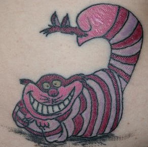 可爱的柴郡猫彩色纹身图案