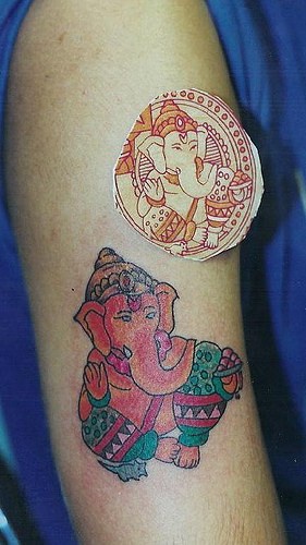 手臂印度教象神甘尼萨纹身图片