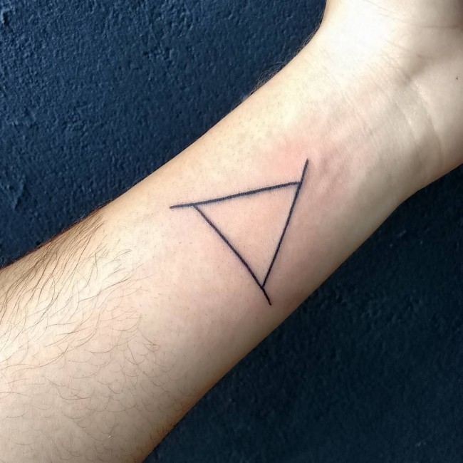 手腕黑色有趣的三角形符号纹身图案