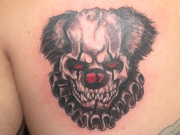 阴森森的骷髅脸小丑纹身图案