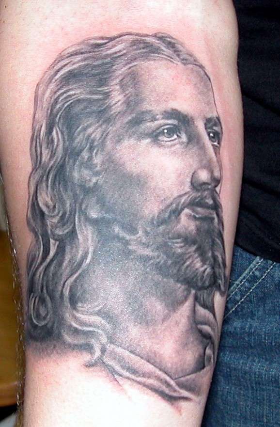 耶稣轮廓肖像黑色纹身图案