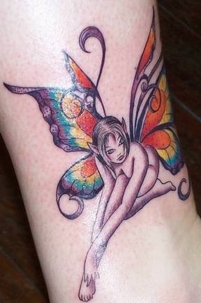 可爱的蝴蝶翅膀精灵纹身图案