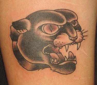 豹头黑色个性纹身图案