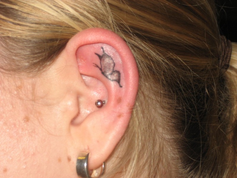 耳朵里简单蝴蝶纹身图案