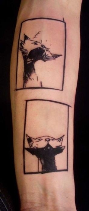 打哈欠的猫纹身图案