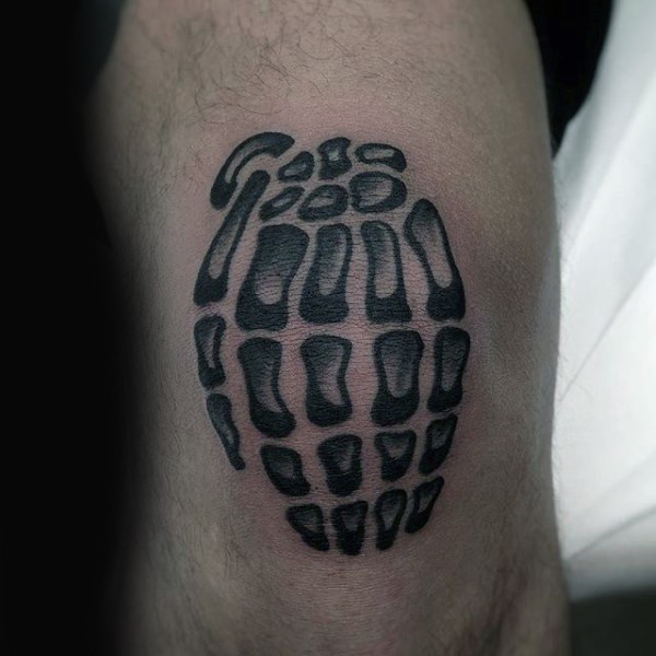 膝盖经典的黑色骷髅手纹身图案