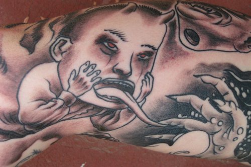 长舌头儿童小丑纹身图案