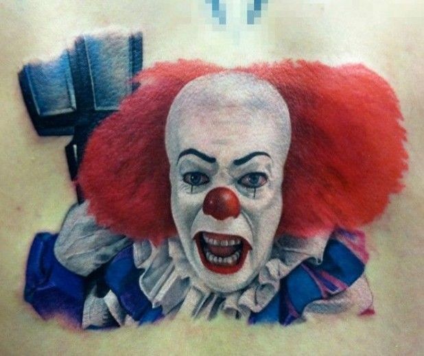 恐怖小丑肖像纹身图案