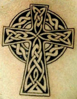 凯尔特十字架黑白纹身图案