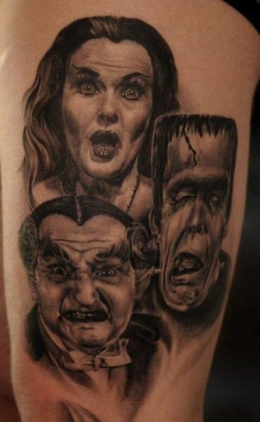 恐怖电影人物肖像纹身图案