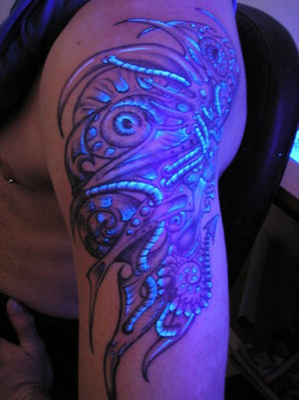 异想天开的抽象海螺荧光纹身图案