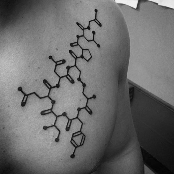 小臂黑色化学配方符号纹身图案