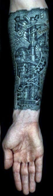 手臂3D神秘中世纪机械纹身图案