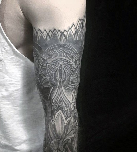 华丽的黑白神秘的梵花纹身图案