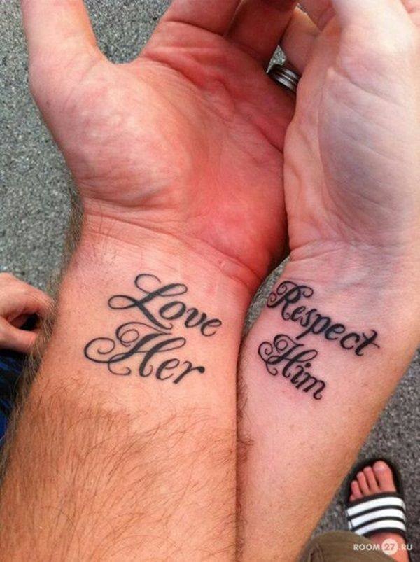 情侣手腕浪漫的卷曲字母纹身图案
