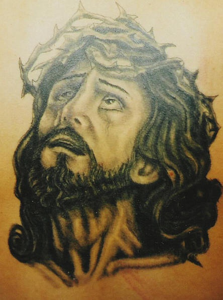 黑灰耶稣肖像纹身图案