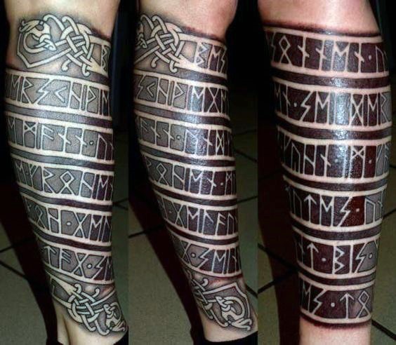 小腿古代凯尔特图腾字符纹身图案
