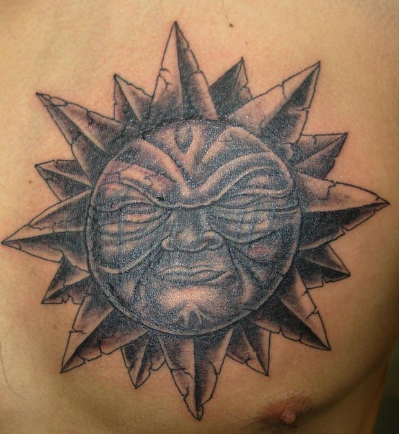 黑白太阳纹身图案