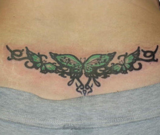 蝴蝶与藤蔓个性纹身图案
