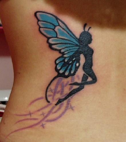 优雅的蝴蝶精灵纹身图案