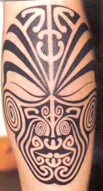 个性黑色部落面具纹身图案