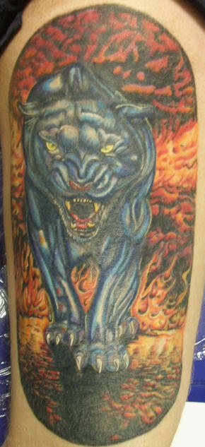 邪恶的地狱黑豹纹身图案