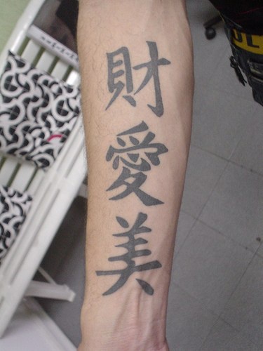 手臂中国的象形文字纹身图案