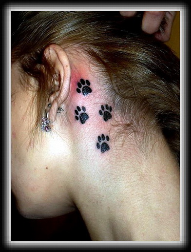 耳朵后猫爪印纹身图案