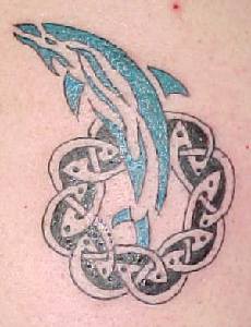 凯尔特结和海豚纹身图案