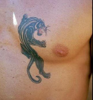 黑豹个性胸部纹身图案