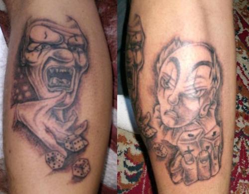 两个玩骰子的小丑纹身图案