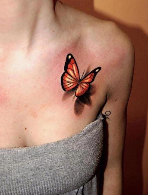 精彩的3D小蝴蝶纹身图案