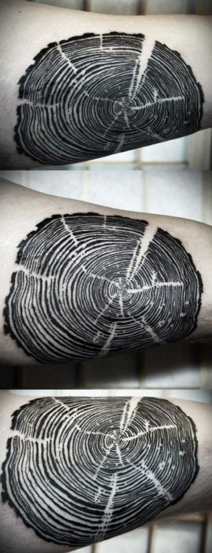 黑色树的年轮纹身图案