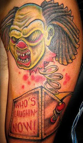 巫毒僵尸小丑弹簧玩具纹身图案