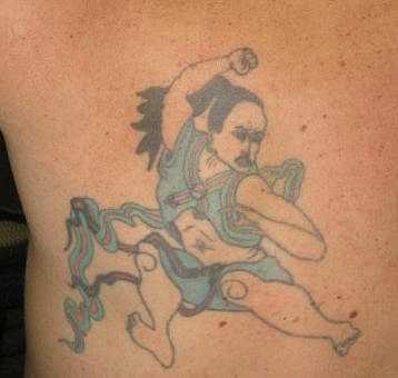 蓝色的东方武士纹身图案