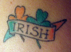 爱尔兰国旗与三叶草纹身图案