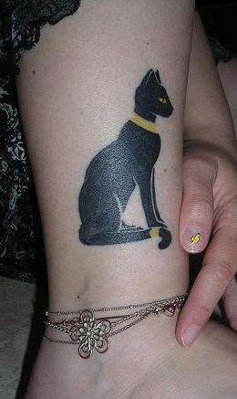 埃及猫小腿纹身图案