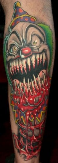 嗜血幽灵般的小丑血腥纹身图案