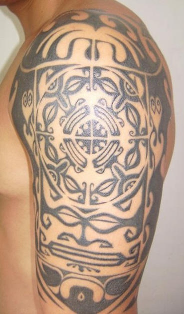 大臂毛利人黑色部落图腾纹身图案