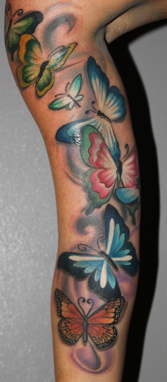 手臂许多不同的蝴蝶纹身图案