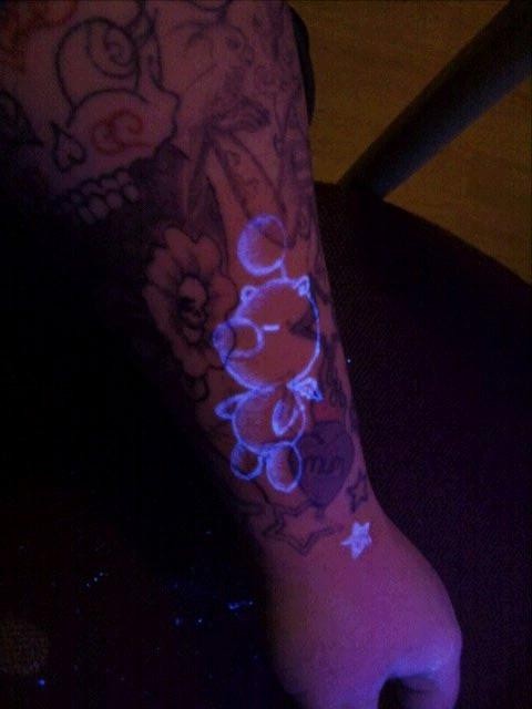 手臂荧光小猪气球纹身图案