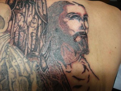 黑色的耶稣纹身图案