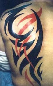部落黑人和红色图腾纹身图案