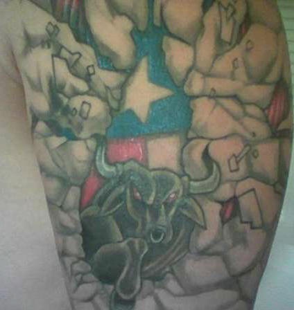 德克萨斯州的标志和公牛纹身图案